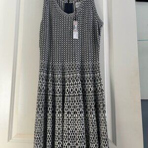 Nic + Zoe Knit Black Print Dress Petite S